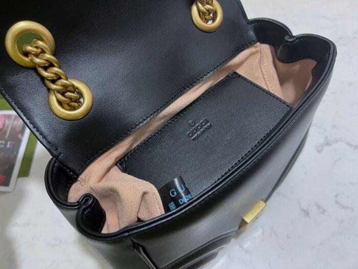 구찌 GG 마몽 미니 숄더백 블랙 레더 739682 레플리카 미러급 SA급 S급 고퀄리티 최상급 하이엔드 가방 [여성] 3