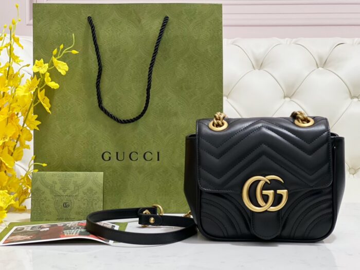 구찌 GG 마몽 미니 숄더백 블랙 레더 739682 레플리카 미러급 SA급 S급 고퀄리티 최상급 하이엔드 가방 [여성]