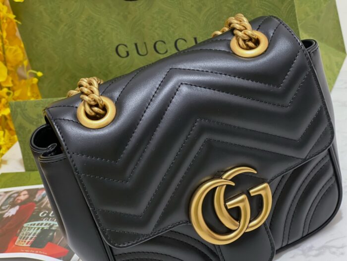 구찌 GG 마몽 미니 숄더백 블랙 레더 739682 레플리카 미러급 SA급 S급 고퀄리티 최상급 하이엔드 가방 [여성] 9