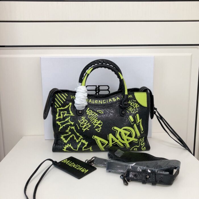 발렌시아가 르 시티 미디엄 백 그래피티 블랙 옐로우 레플리카 미러급 SA급 S급 고퀄리티 최상급 하이엔드 가방 [여성]