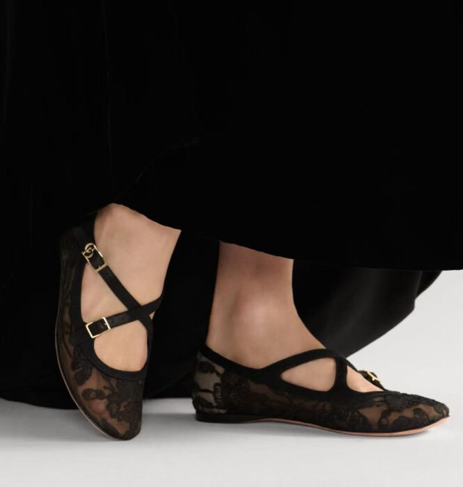 디올 Very Dior 발레리나 레이스 플랫 블랙 레플리카 미러급 SA급 S급 고퀄리티 최상급 하이엔드 신발 [여성]