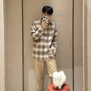 로로피아나 체크 긴팔 셔츠 브라운 레플리카 미러급 SA급 S급 고퀄리티 하이엔드 최상급 의류 [남성여성공용]