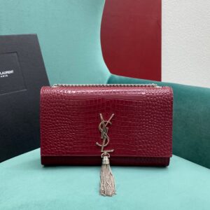 생로랑 엠보싱 크로커다일 가죽 KATE 미디엄 태슬 백 은장 354119 와인 레플리카 미러급 SA급 S급 고퀄리티 최상급 하이엔드 가방 [여성]