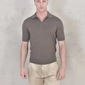 로로피아나 버튼리스 니트 폴로 셔츠 반팔티 카라티 라이트 브라운 레플리카 미러급 SA급 S급 고퀄리티 하이엔드 최상급 의류 [남성]