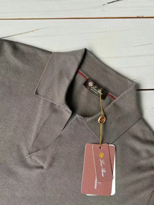 로로피아나 버튼리스 니트 폴로 셔츠 반팔티 카라티 라이트 브라운 레플리카 미러급 SA급 S급 고퀄리티 하이엔드 최상급 의류 [남성] 4