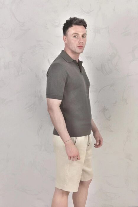 로로피아나 버튼리스 니트 폴로 셔츠 반팔티 카라티 라이트 브라운 레플리카 미러급 SA급 S급 고퀄리티 하이엔드 최상급 의류 [남성] 2