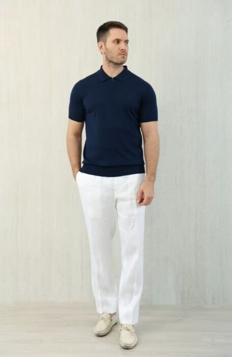 로로피아나 울 순색 반지퍼 폴로 카라티 반팔티 네이비 레플리카 미러급 SA급 S급 고퀄리티 하이엔드 최상급 의류 [남성]