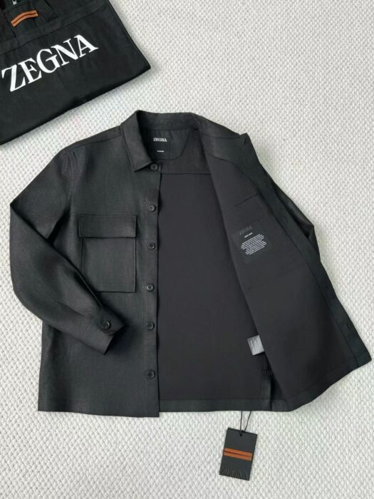 제냐 더블 포켓 순색 아마 셔츠 자켓 블랙 레플리카 미러급 SA급 S급 고퀄리티 하이엔드 최상급 의류 [남성] 4