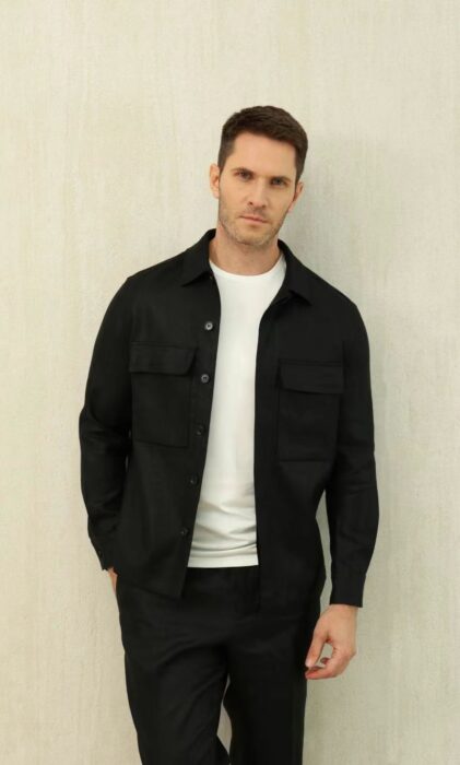 제냐 더블 포켓 순색 아마 셔츠 자켓 블랙 레플리카 미러급 SA급 S급 고퀄리티 하이엔드 최상급 의류 [남성]