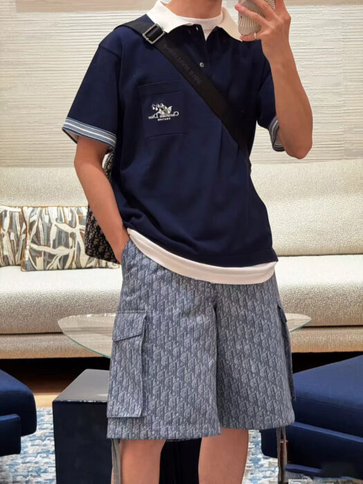 디올 은방울꽃 자수 폴로 셔츠 / 반팔티 / 카라티 네이비 593M810A7024 레플리카 미러급 SA급 S급 고퀄리티 하이엔드 최상급 의류 [남성여성공용]