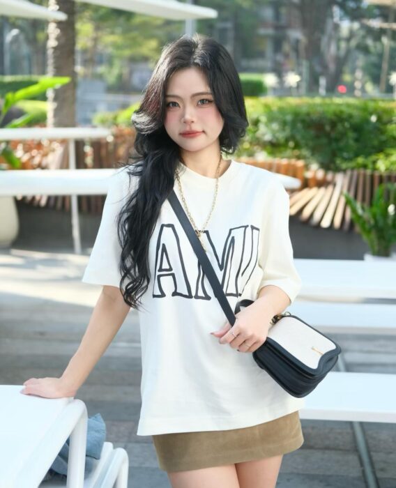 아미 화이트 코튼 아미 파리 프린트 티셔츠 반팔티 화이트 크림 레플리카 미러급 SA급 S급 고퀄리티 하이엔드 최상급 의류 [남성여성공용]