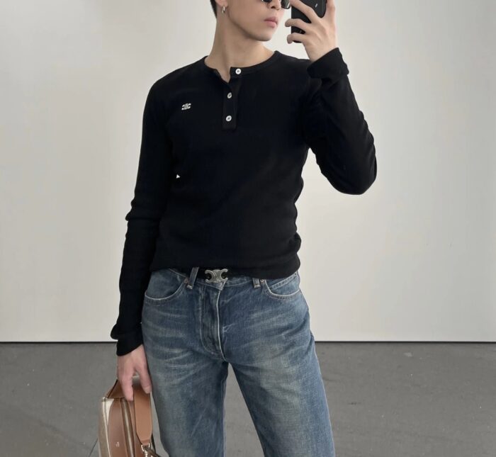 셀린느 트리옹프 단추 긴팔티 2컬러 레플리카 미러급 SA급 S급 고퀄리티 하이엔드 최상급 의류 [남성여성공용] 10