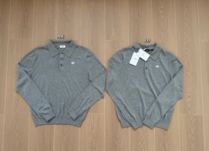 셀린느 파인 코튼 폴로 스웨터 미디움 그레이 폴로티 니트 / 긴팔티 / 레플리카 미러급 SA급 S급 고퀄리티 하이엔드 최상급 의류 [남성여성공용]