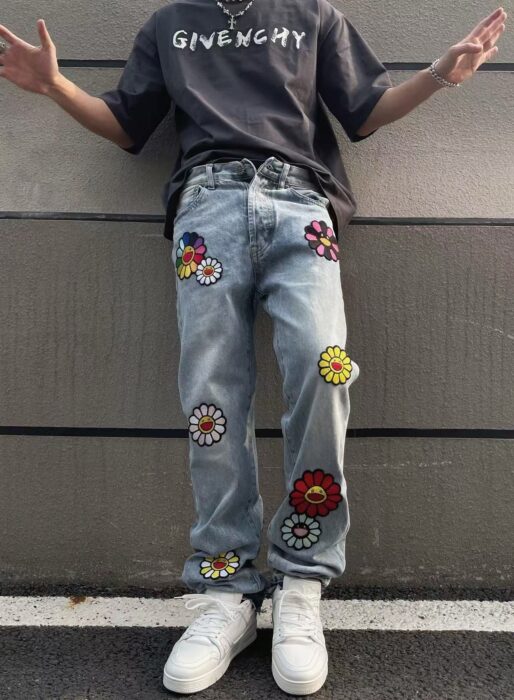 크롬하츠 무라카미 타카시 꽃 자수 청바지 라이트 그레이 레플리카 미러급 SA급 S급 고퀄리티 하이엔드 최상급 의류 [남성여성공용]