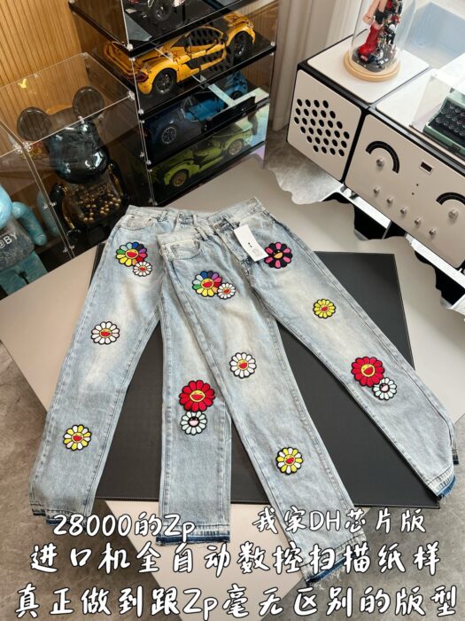 크롬하츠 무라카미 타카시 꽃 자수 청바지 라이트 그레이 레플리카 미러급 SA급 S급 고퀄리티 하이엔드 최상급 의류 [남성여성공용] 5