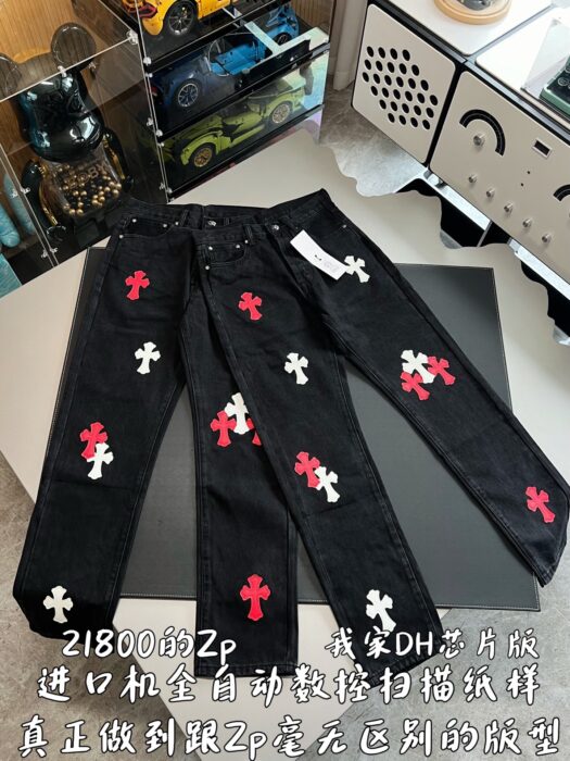 크롬하츠 레드 화이트 십자가 청바지 블랙 레플리카 미러급 SA급 S급 고퀄리티 하이엔드 최상급 의류 [남성여성공용] 5