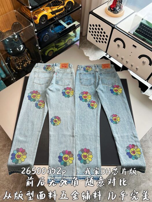 크롬하츠 무라카미 타카시 큐빅 꽃 청바지 라이트 블루 레플리카 미러급 SA급 S급 고퀄리티 하이엔드 최상급 의류 [남성여성공용] 4