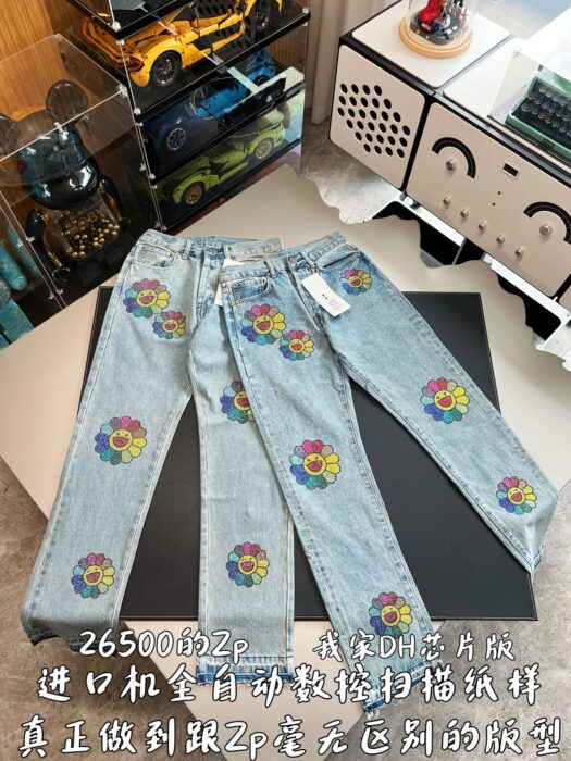 크롬하츠 무라카미 타카시 큐빅 꽃 청바지 라이트 블루 레플리카 미러급 SA급 S급 고퀄리티 하이엔드 최상급 의류 [남성여성공용] 5