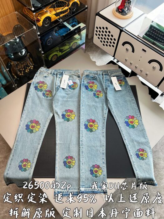크롬하츠 무라카미 타카시 큐빅 꽃 청바지 라이트 블루 레플리카 미러급 SA급 S급 고퀄리티 하이엔드 최상급 의류 [남성여성공용] 3