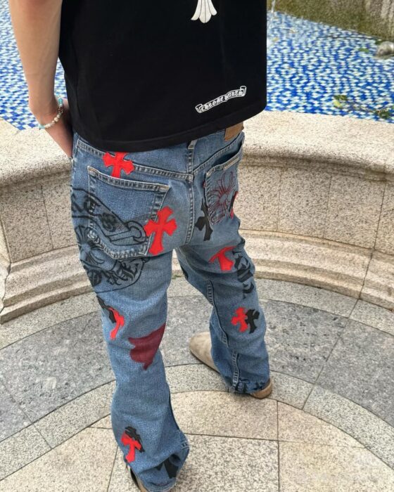 크롬하츠 올 오버 배색 십자가 청바지 라이트 블루 레플리카 미러급 SA급 S급 고퀄리티 하이엔드 최상급 의류 [남성여성공용] 2