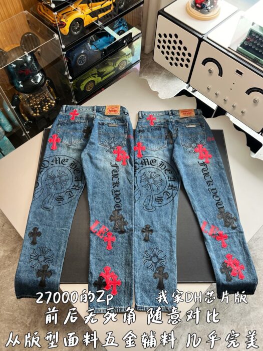 크롬하츠 올 오버 배색 십자가 청바지 라이트 블루 레플리카 미러급 SA급 S급 고퀄리티 하이엔드 최상급 의류 [남성여성공용] 4