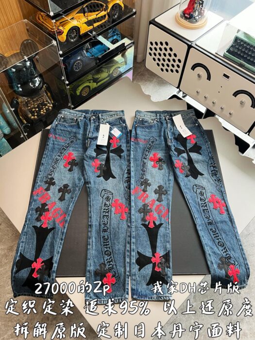 크롬하츠 올 오버 배색 십자가 청바지 라이트 블루 레플리카 미러급 SA급 S급 고퀄리티 하이엔드 최상급 의류 [남성여성공용] 3