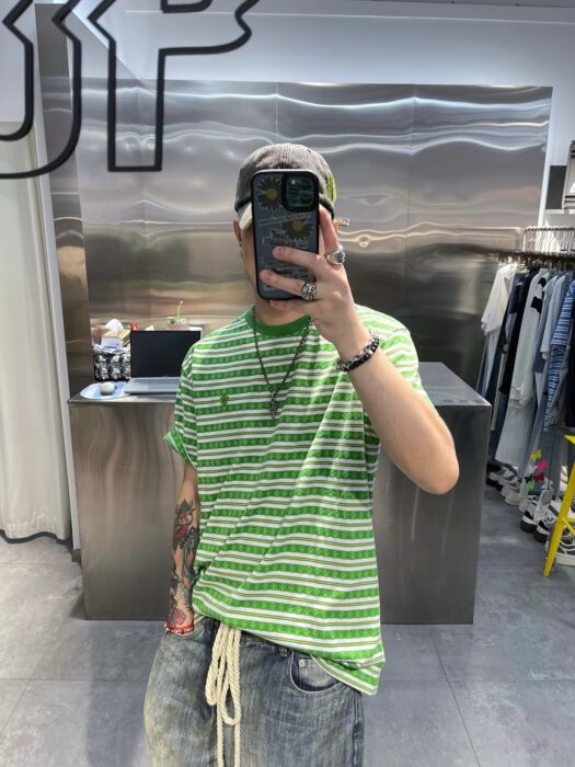 크롬하츠 십자가 스트라이프 반팔티 그린 레플리카 미러급 SA급 S급 고퀄리티 하이엔드 최상급 의류 [남성여성공용]