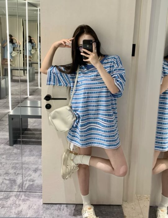 크롬하츠 십자가 스트라이프 반팔티 블루 레플리카 미러급 SA급 S급 고퀄리티 하이엔드 최상급 의류 [남성여성공용] 2