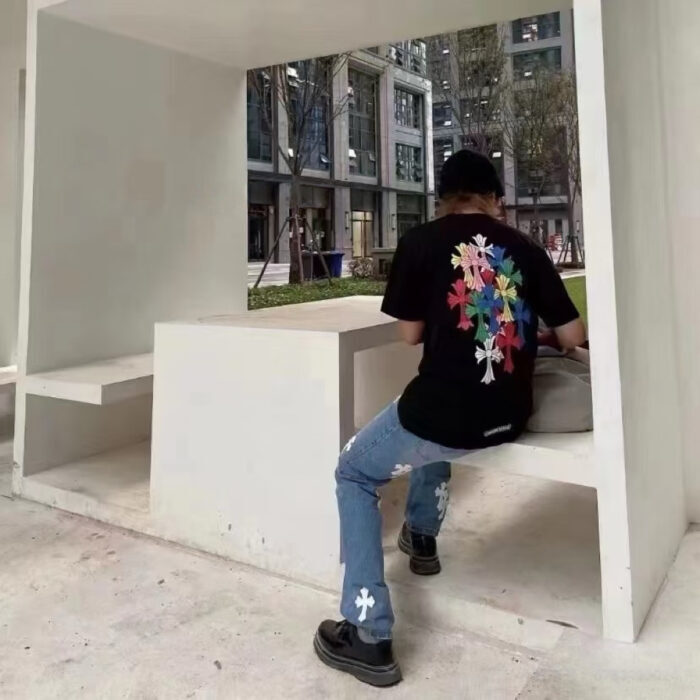 크롬하츠 멀티컬러 십자가 프린트 반팔티 블랙 레플리카 미러급 SA급 S급 고퀄리티 하이엔드 최상급 의류 [남성여성공용]