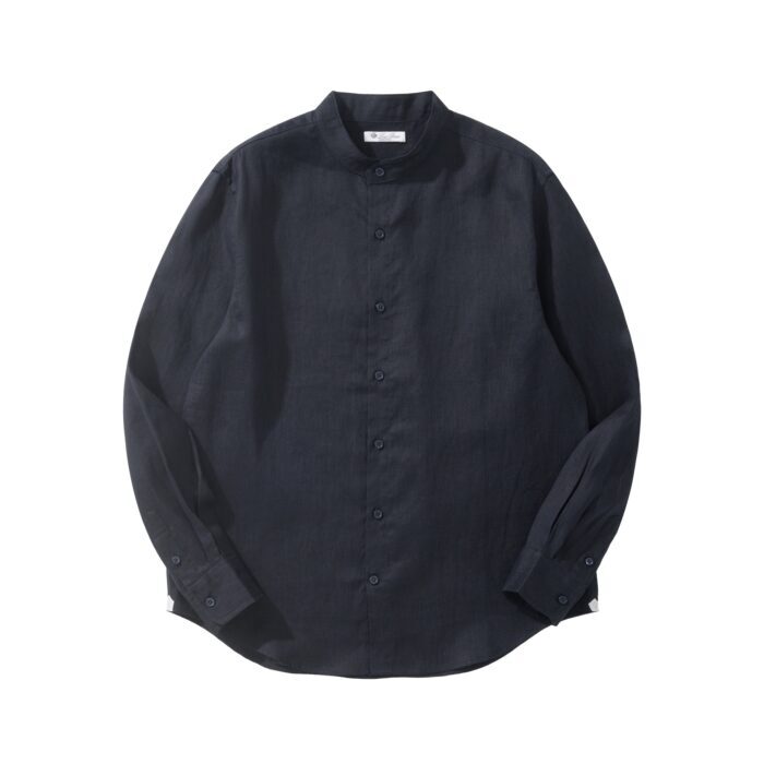 로로피아나 엘리아 베이직 순색 아마 노칼라 긴팔 셔츠 네이비 블랙 레플리카 미러급 SA급 S급 고퀄리티 하이엔드 최상급 의류 [남성]