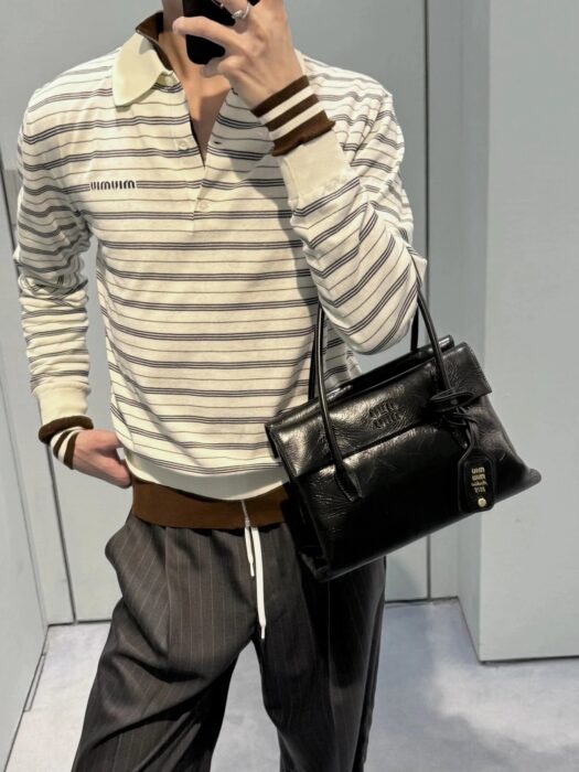 미우미우 코튼 저지 폴로 셔츠 아이보리 긴팔티 / 카라티 / 폴로티 레플리카 미러급 SA급 S급 고퀄리티 하이엔드 최상급 의류 [남성여성공용] 13