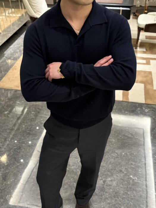 로로피아나 Loro Piana 베이직 단색 양털 긴팔 카라티 / 긴팔티 / 폴로 / 폴로티 네이비 레플리카 미러급 SA급 S급 고퀄리티 하이엔드 최상급 의류 [남성] 8