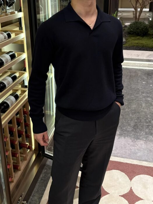 로로피아나 Loro Piana 베이직 단색 양털 긴팔 카라티 / 긴팔티 / 폴로 / 폴로티 네이비 레플리카 미러급 SA급 S급 고퀄리티 하이엔드 최상급 의류 [남성] 12