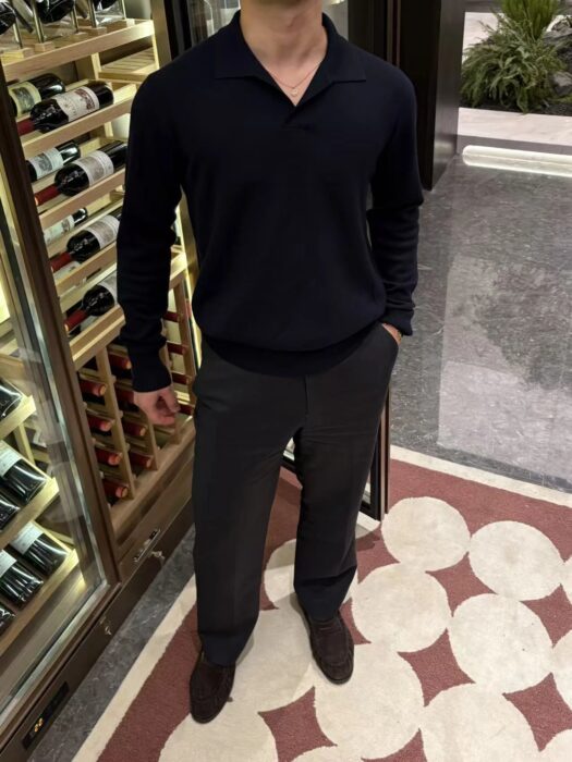 로로피아나 Loro Piana 베이직 단색 양털 긴팔 카라티 / 긴팔티 / 폴로 / 폴로티 네이비 레플리카 미러급 SA급 S급 고퀄리티 하이엔드 최상급 의류 [남성] 13