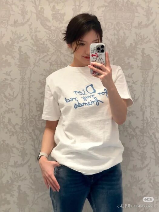 디올 x 하일톤 넬 코튼 저지 티셔츠 화이트 레플리카 미러급 SA급 S급 고퀄리티 하이엔드 최상급 의류 [남성여성공용] 2