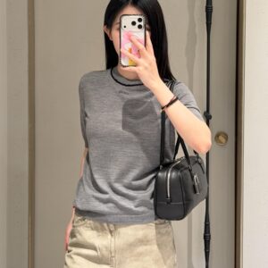 로에베 모노그램 자카드 순색 니트 반팔티 그레이 레플리카 미러급 SA급 S급 고퀄리티 하이엔드 최상급 의류 [여성]