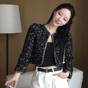 샤넬 흑백 배색 트위드 자켓 가디건 블랙 레플리카 미러급 SA급 S급 고퀄리티 하이엔드 최상급 의류 [여성]