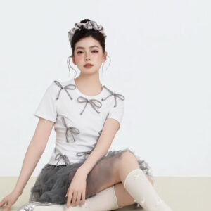 샤넬 CC로고 그레이 나비매듭 반팔티 레플리카 미러급 SA급 S급 고퀄리티 하이엔드 최상급 의류 [여성]
