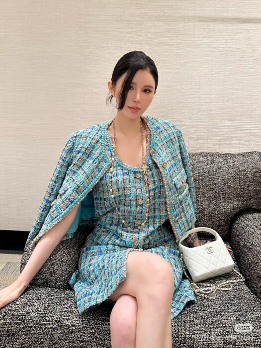 샤넬 체크 우븐 단추 민소매 원피스 파보니누스 레플리카 미러급 SA급 S급 고퀄리티 하이엔드 최상급 의류 [여성] 2
