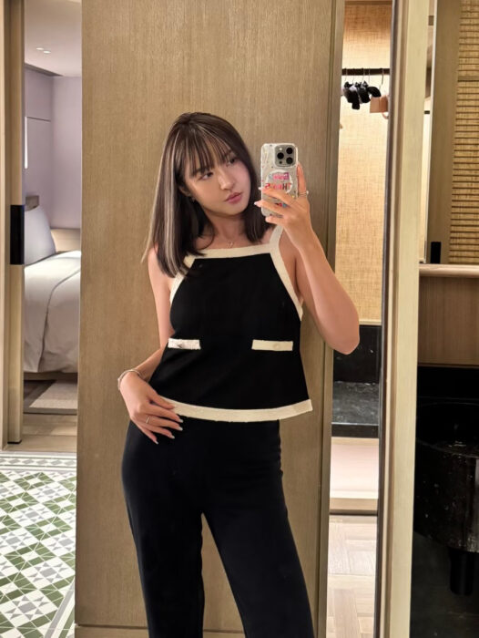 샤넬 레이온 슬리브리스 끈나시 배색 블랙 레플리카 미러급 SA급 S급 고퀄리티 하이엔드 최상급 의류 [여성]