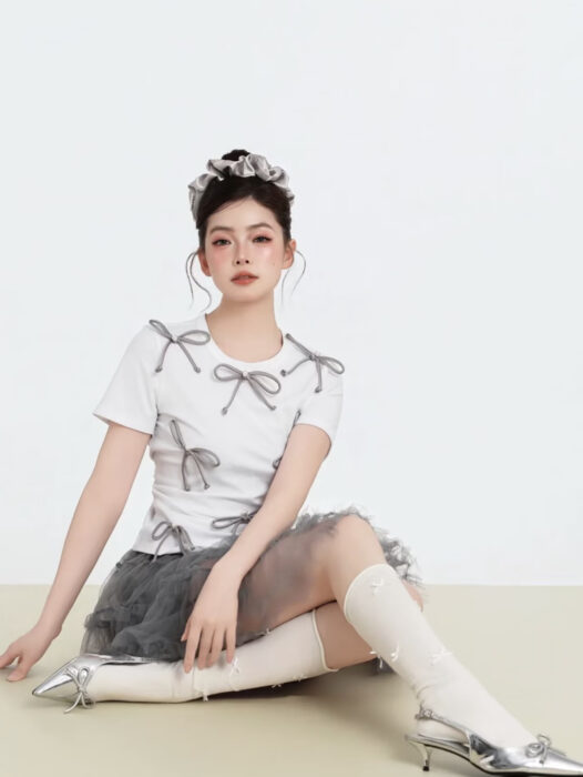 샤넬 CC로고 그레이 나비매듭 반팔티 레플리카 미러급 SA급 S급 고퀄리티 하이엔드 최상급 의류 [여성]