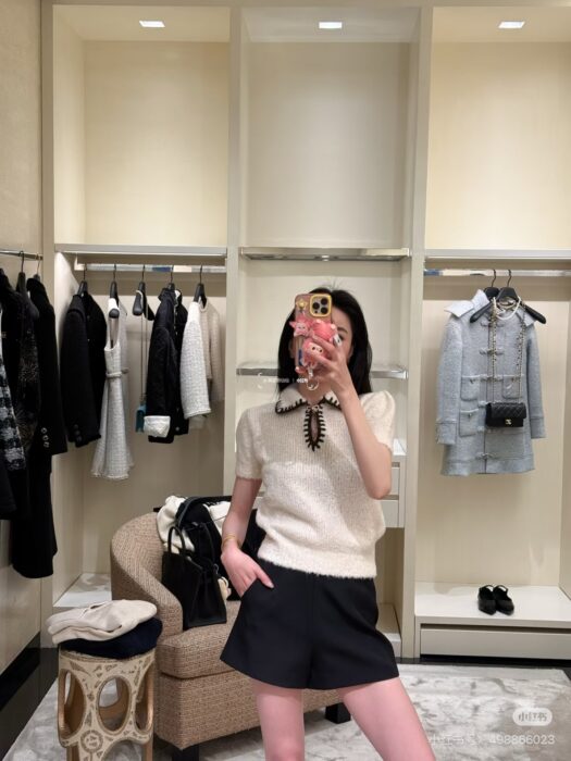 샤넬 캐시미어 배색 카라 반팔 니트 아이보리 레플리카 미러급 SA급 S급 고퀄리티 하이엔드 최상급 의류 [여성] 2