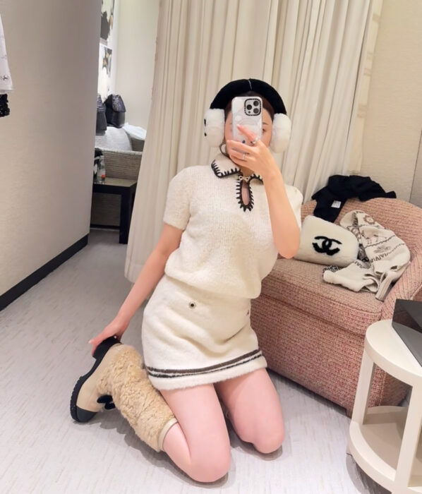 샤넬 캐시미어 부클 텍스처 스커트 아이보리 레플리카 미러급 SA급 S급 고퀄리티 하이엔드 최상급 의류 [여성]
