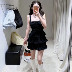 샤넬 숏 티어드 니트 원피스 울 캉캉 원피스 블랙 숏 레플리카 미러급 SA급 S급 고퀄리티 하이엔드 최상급 의류 [여성]