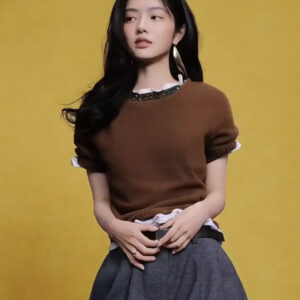 프라다 캐시미어 니트 반팔티 블라운 그린 큐빅 레플리카 미러급 SA급 S급 고퀄리티 하이엔드 최상급 의류 [여성]