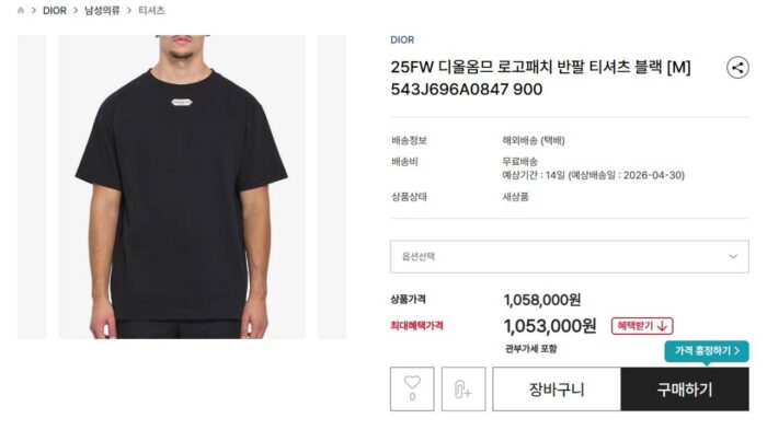 디올 로고패치 반팔 라운드 티셔츠 (2 color)  레플리카 미러급 SA급 S급 고퀄리티 하이엔드 최상급 의류 [남성여성공용] - thebest 22