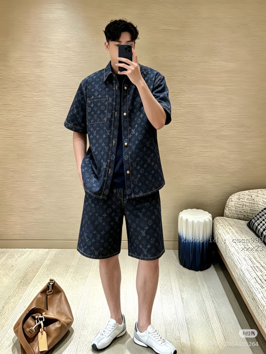 루이비통 올오버 자카드 데님 반팔 셔츠 레플리카 미러급 SA급 S급 고퀄리티 하이엔드 최상급 의류 [남성여성공용] [셀럽] 5