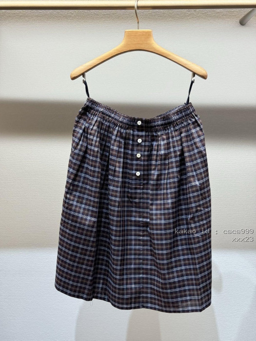 미우미우 브라운 체크무늬 엘라스틱 허리 미디 스커트 레플리카 미러급 SA급 S급 고퀄리티 하이엔드 최상급 의류 [여성복] [셀럽] 6