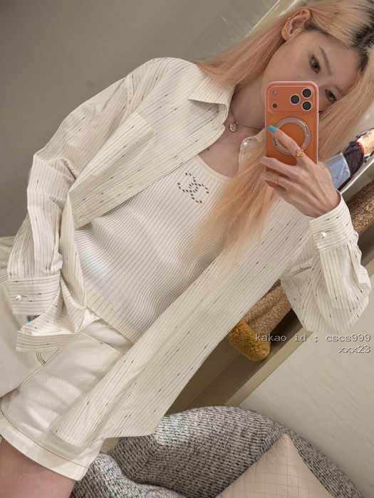 샤넬 26A 컬러풀 자카드 루즈핏 스트라이프 셔츠 레플리카 미러급 SA급 S급 고퀄리티 하이엔드 최상급 의류 [여성] [셀럽] 2