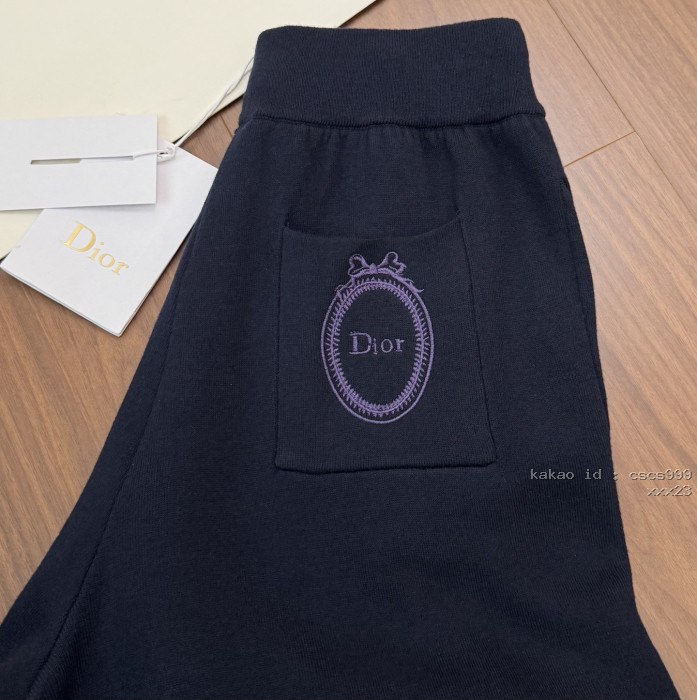 디올 네이비 블루 로고 자수 울 니트 와이드 팬츠 레플리카 미러급 SA급 S급 고퀄리티 하이엔드 최상급 의류 [여성복] [셀럽] 5